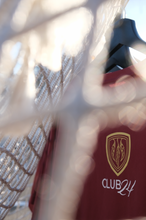 Load image into Gallery viewer, BURGUNDY WARMUP SHIRT with SMALL EMBLEM BACK.
