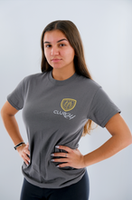 Load image into Gallery viewer, GREY TSHIRT with SMALL EMBLEM FRONT.
