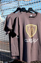 Load image into Gallery viewer, GREY TSHIRT with LARGE EMBLEM FRONT.
